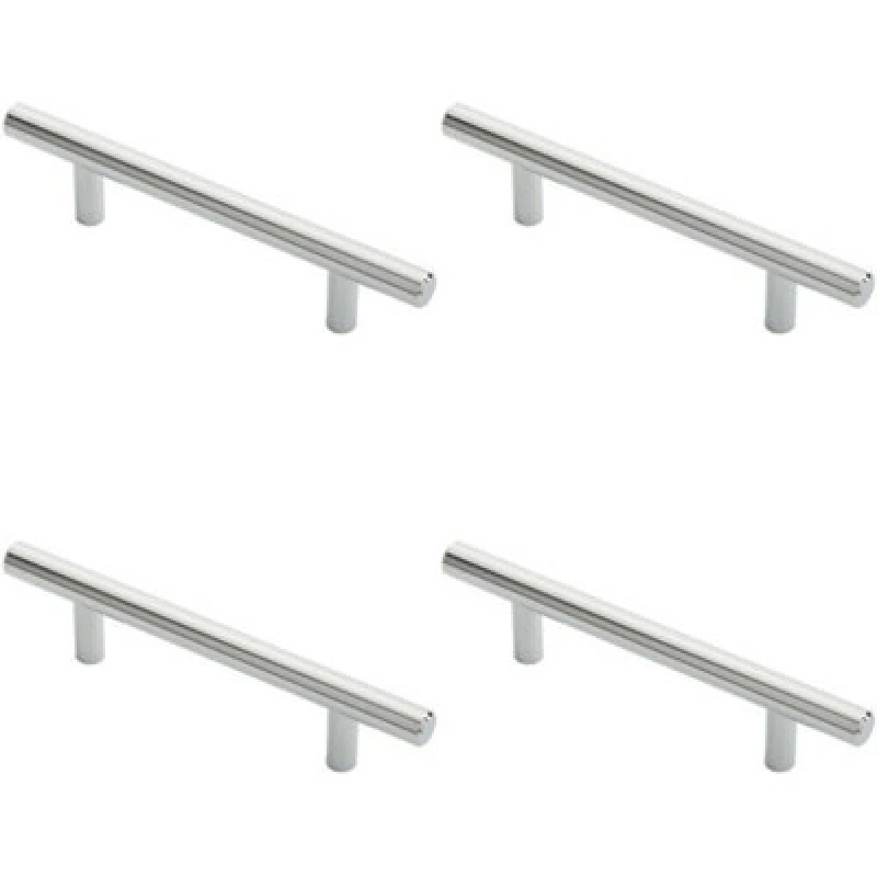 Image of Loops 4x Round T Bar Cabinet Pull Handle 156 x 12mm 96mm Fixing Centres Chrome Multi unisex