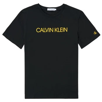 Image of Calvin Klein Jeans TARRA boys's Childrens T shirt in Black - Sizes 8 years,10 years,12 years,14 years,16 years
