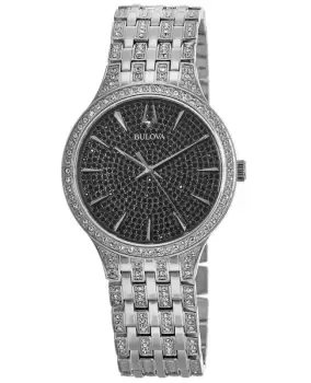 Image of Bulova Phantom Black Pave Dial Stainless Steel Mens Watch 96A227 96A227