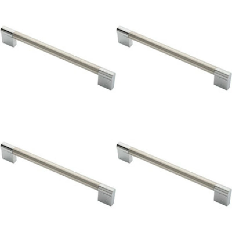 Image of Loops 4x Keyhole Bar Pull Handle 204 x 14mm 192mm Fixing Centres Satin Nickel & Chrome Metallics unisex