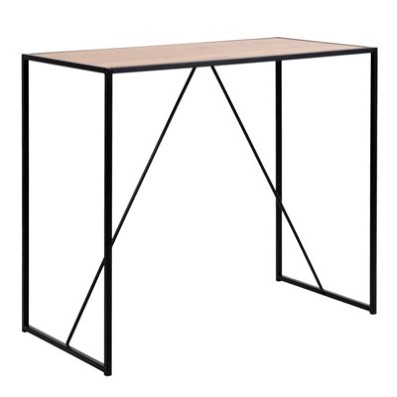 Image of Furniture To Go Seaford Black Metal Bar Table With Oak Top