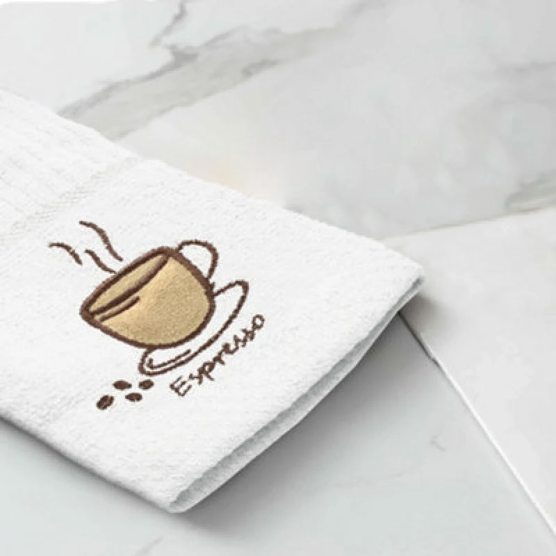 Image of Velosso Embroidered Coffee Espresso Easy Care Tea Towels, Pack Of 3