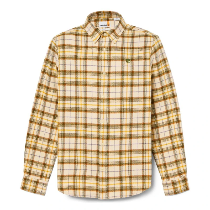 Image of Timberland Mens Midweight Flannel Check Long-Sleeve Patterned Shirt Angora male S