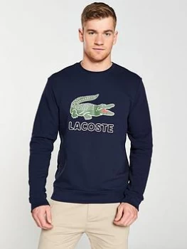 Image of Lacoste Sportswear Big Croc Logo Sweatshirt - Navy