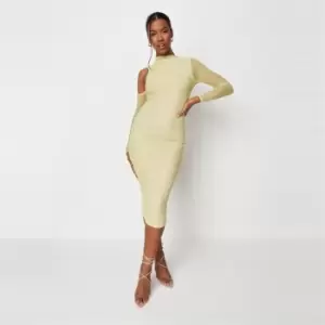 Image of Missguided Shldr Ruched Midaxi Dress Ls Mesh - Green