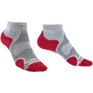 Image of Bridgedale TRAIL SPORT Lightweight Merino Cool Comfort Womens - Small Grey / Raspberry