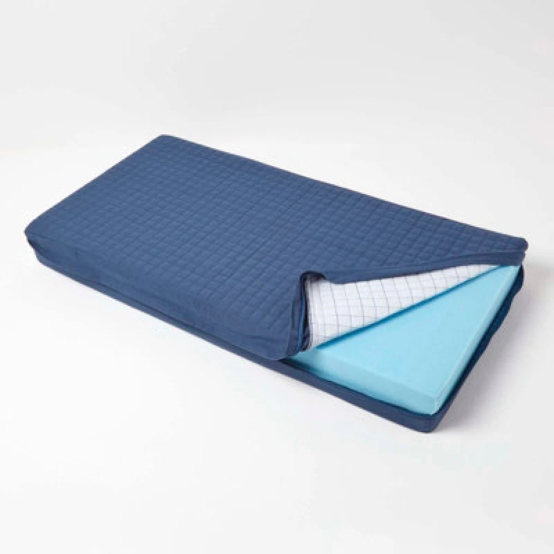 Image of Homescapes Navy Quilted Cotton 2 Seater Orthopaedic Booster Cushion Cover