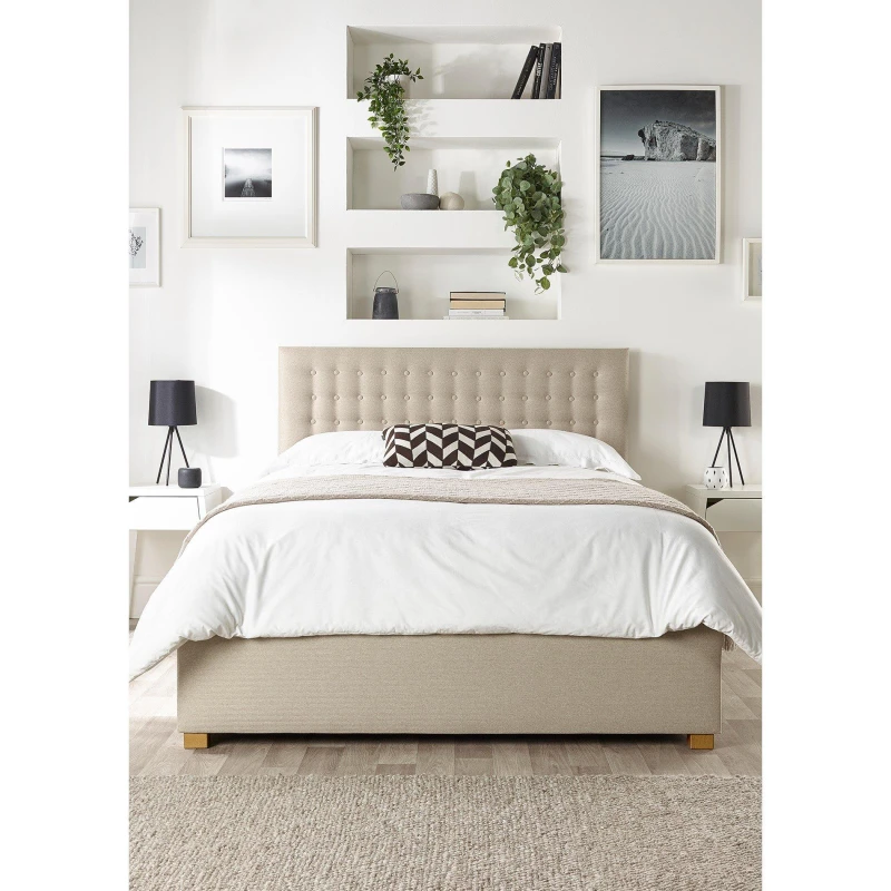 Image of Catherine Lansfield CL Opulence Twill Double Ottoman Bedframe - Natural