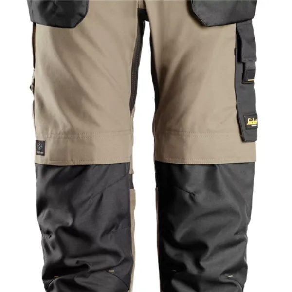 Image of Snickers AllroundWork Canvas+ Stretch Work Trousers+ Holster Pockets - Khaki/Black - 252
