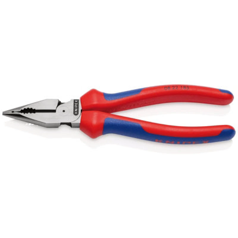 Image of Draper Knipex 08 22 185 Sb Needle-Nose Combination Pliers With Multi-Component Grips Black Atramentized, 185mm 13179
