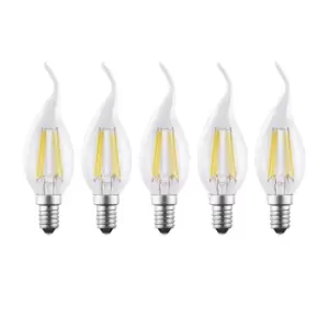 Image of 4.5 Watts E14 LED Bulb Clear Flame Tip Warm White Dimmable, Pack of 5