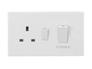 Image of KnightsBridge 45A DP Cooker Switch and 13A Socket (White Rocker)