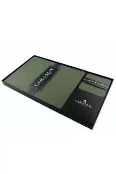 Image of Set of 8 Olive Green Recycled Leather Placemats and 8 Leather Coasters