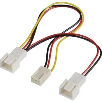 Image of PC fan Y cable [2x PC fan plug 3-pin - 1x PC fan socket 3-pin] 15.00cm Black, Red, Yellow Akasa