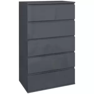 Image of HOMCOM High Gloss Chest of Drawers, 5-Drawer Storage Cabinets, Modern Dresser, Storage Drawer Unit for Bedroom