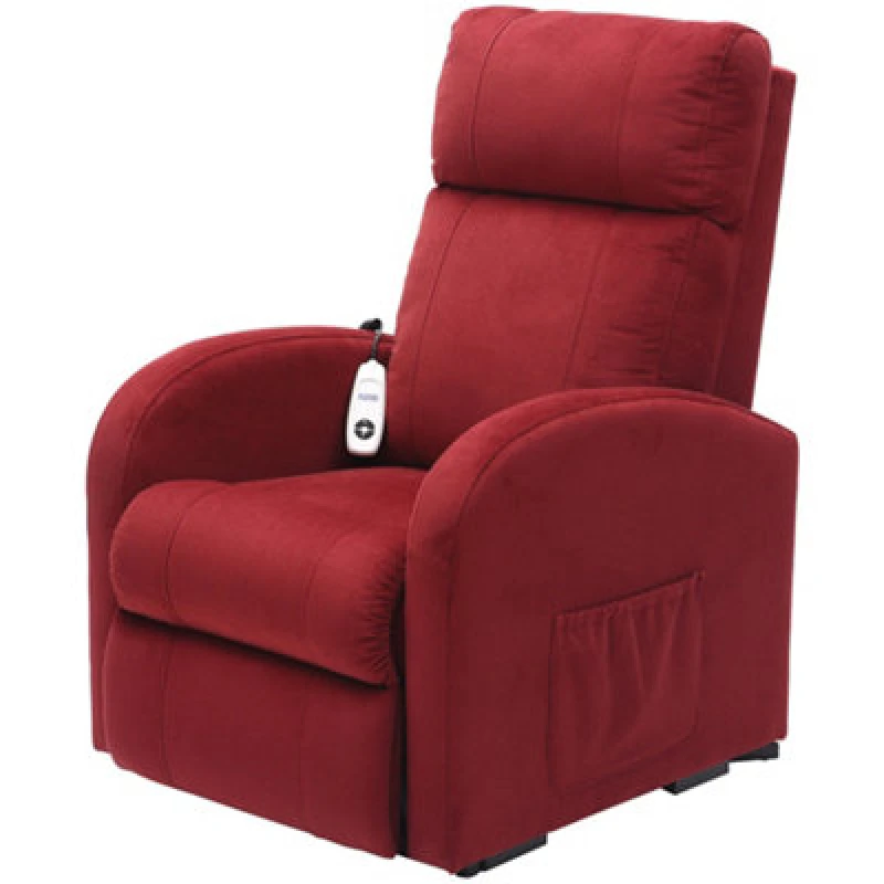 Image of Loops Single Motor Rise and Recline Lounge Chair - Red Coloured Micro Fibre Material Multi