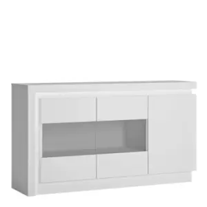 Image of Lyon 3 Door Glazed Sideboard Including LED Lighting In White And High Gloss