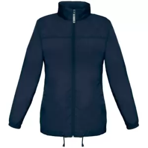 Image of B&C Womens/Ladies Sirocco Lightweight Windproof, Showerproof & Water Repellent Jacket (M) (Navy Blue)