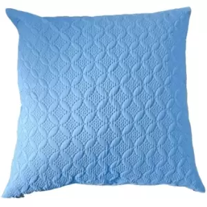 Image of Ultrasonic Blue Quilted Embossed Cushion Cover, 80 x 80cm - Blue - Blue - Homescapes