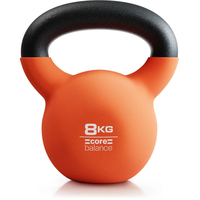 Image of Core Balance Cast Iron Kettlebell Weight Neoprene Coated Home Gym Fitness 4-20kg Orange