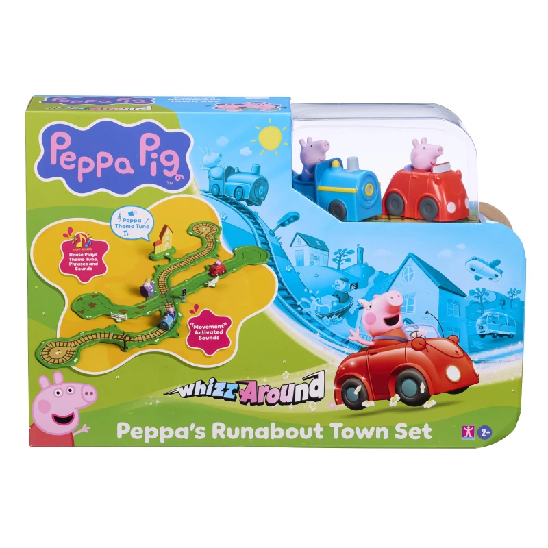 Image of Peppa Pig Whizz Around Peppa's Runabout Town Set Motorised Vehicles Track Toys Pre-school Toys