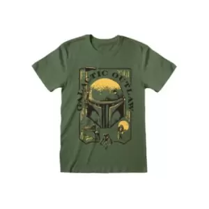 Image of Star Wars Book of Boba Fett - Helmet Unisex Large T-Shirt - Green