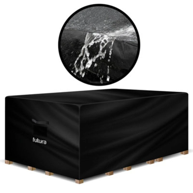 Image of Futura 600D Patio Cover Rectangular 213x132x72cm Weatherproof Outdoor Garden Furniture Cover Black