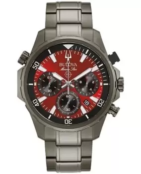 Image of Bulova Marine Star Red Chronograph Dial Stainless Steel Mens Watch 98B350 98B350