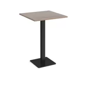 Image of Brescia square poseur table with flat square Black base 800mm - barcelona walnut