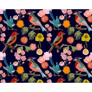 Image of Origin Murals Floral Birds Ink Wall Mural - 3.5m x 2.8m