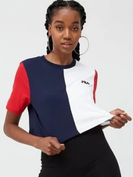 Image of Fila Prudence Cut And Sew Crop T-Shirt - Multi, Size S, Women