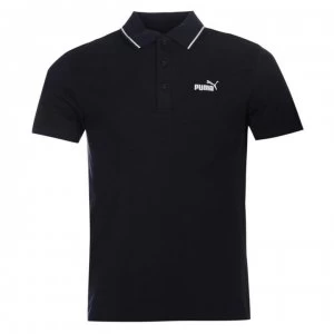 Image of Puma No 1 Logo Pique Polo Shirt Mens - Navy/White