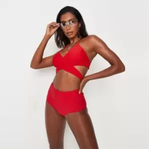 Image of Missguided Waisted Bikini Bottoms Mix Match - Red