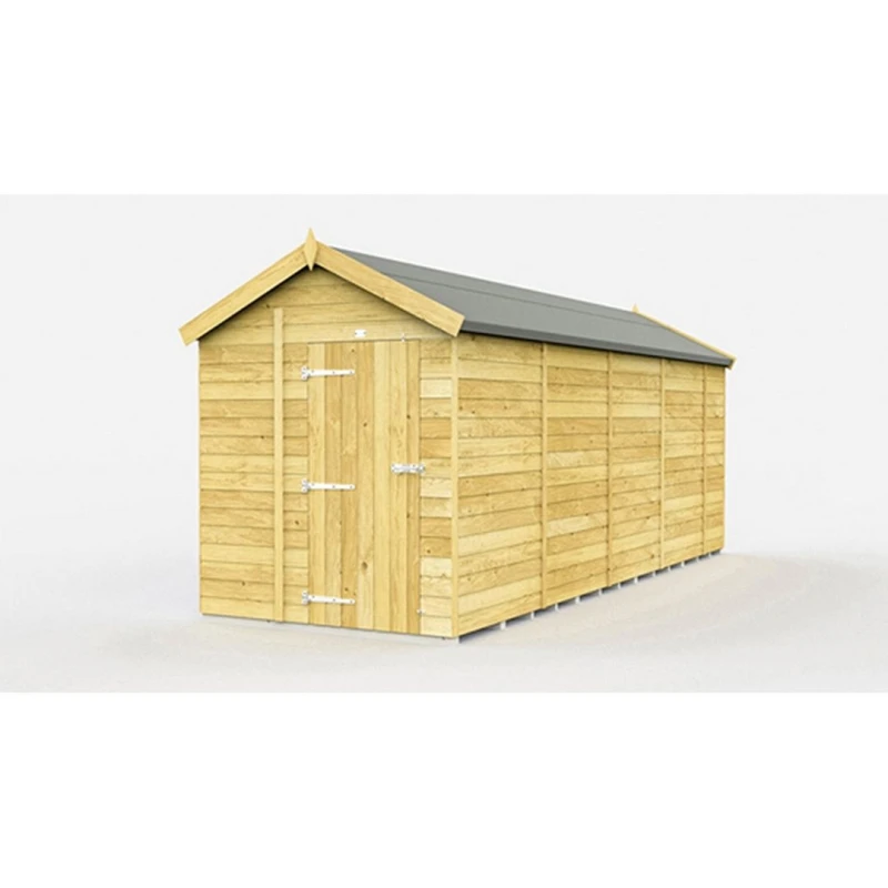 Image of Buttercup Farm 7 x 18 Feet Apex Shed - Single Door W/O Window - L533 x W214 x H217cm in Brown Brown Unisex