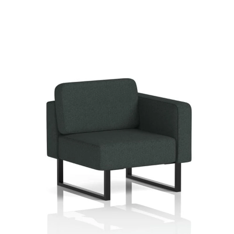 Image of Brixworth Modular Seating Left Unit with Black in Rivet Fabric - Charcoal