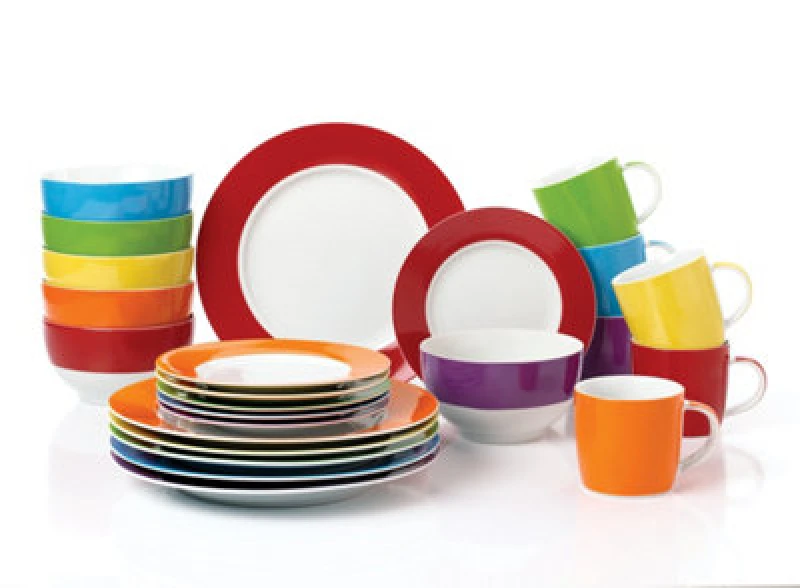 Image of 24Pc Round Colour Band Dinner Set