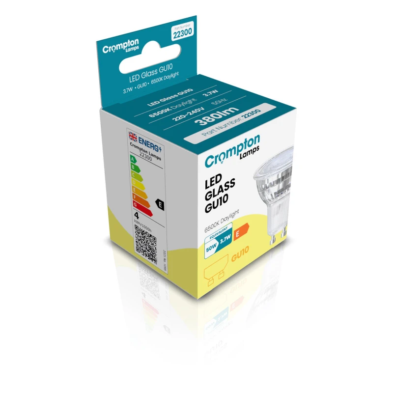 Image of Crompton LED GU10 Spotlight Bulb 3.7W Dimmable Daylight 6500K Glass Halogen Replacement