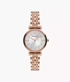 Image of Emporio Armani Womens Emporio Armani Two-Hand Rose Gold-Tone Stainless Steel Watch