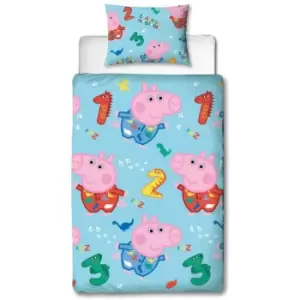 Image of Peppa Pig - Counting George Pig Duvet Cover Set (Single) (Blue) - Blue