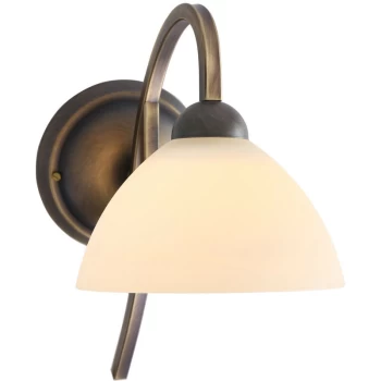 Image of Sienna Lighting - Sienna Capric Dome Wall Light Bronze Brushed, Glass Ivory Alabaster White