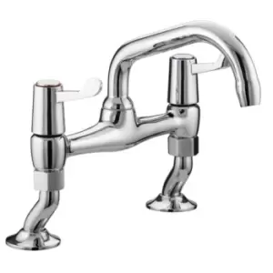 Image of Bristan Value Lever Pillar Bridge Sink Mixer Tap With Ceramic Disk Valve 215mm X 150mm Chrome Val Psnk C Cd