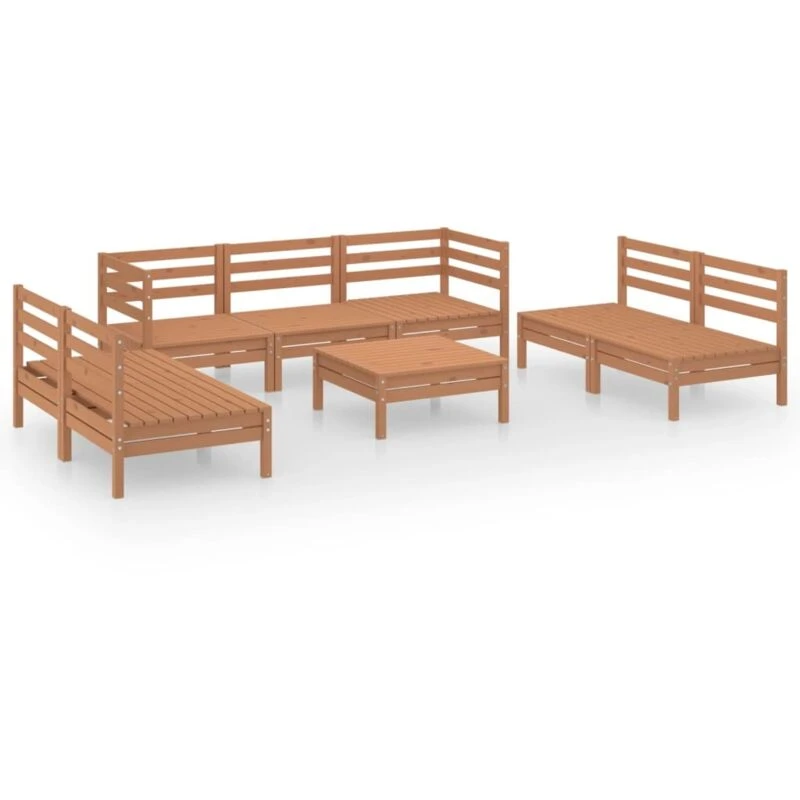 Image of VIDAXL 8 Piece Garden Lounge Set Honey Brown Solid Pinewood Vidaxl 8720286684528
