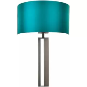 Image of Brushed Bronze Slotted Wall Light Fitting & Teal Satin Half Shade - Dimmable
