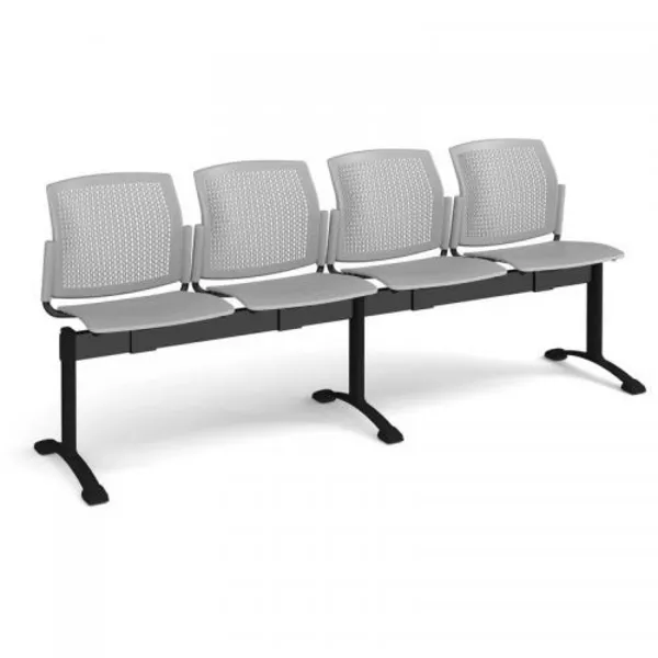 Image of Santana Perforated Back Waiting Room Beam Seating - 4 Seater - Grey