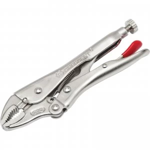 Image of Crescent Curved Jaw Locking Pliers With Wire Cutter 180mm