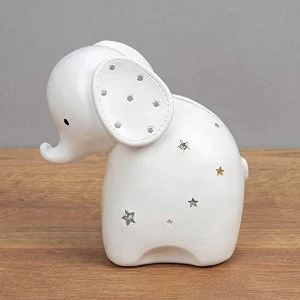Image of Bambino White Resin Money Box - Baby Elephant