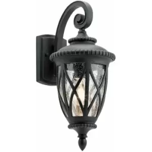 Image of Outdoor IP44 1 Bulb Wall Light Lantern Textured Black LED E27 60W d01591