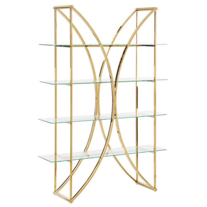 Image of Beliani 4 Tier Shelving Unit Hollow Metal 175cm Gold
