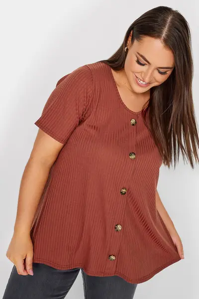 Image of Yours Ribbed Swing Top Brown