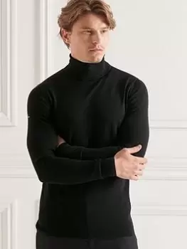 Image of Superdry Studios Merino Roll Neck, Black Size M Men